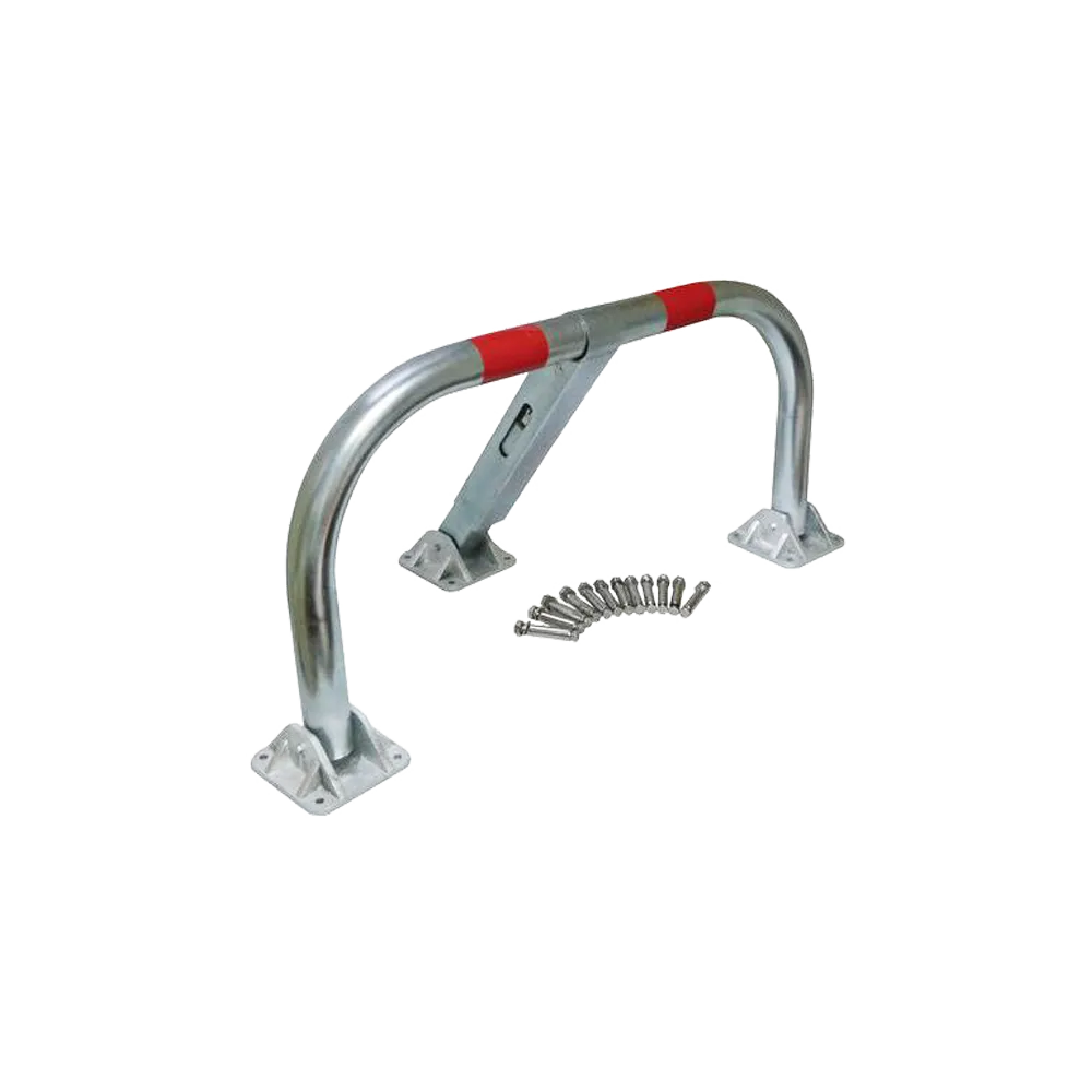 pilarete de bloqueio manual em aço com duas fitas refletoras