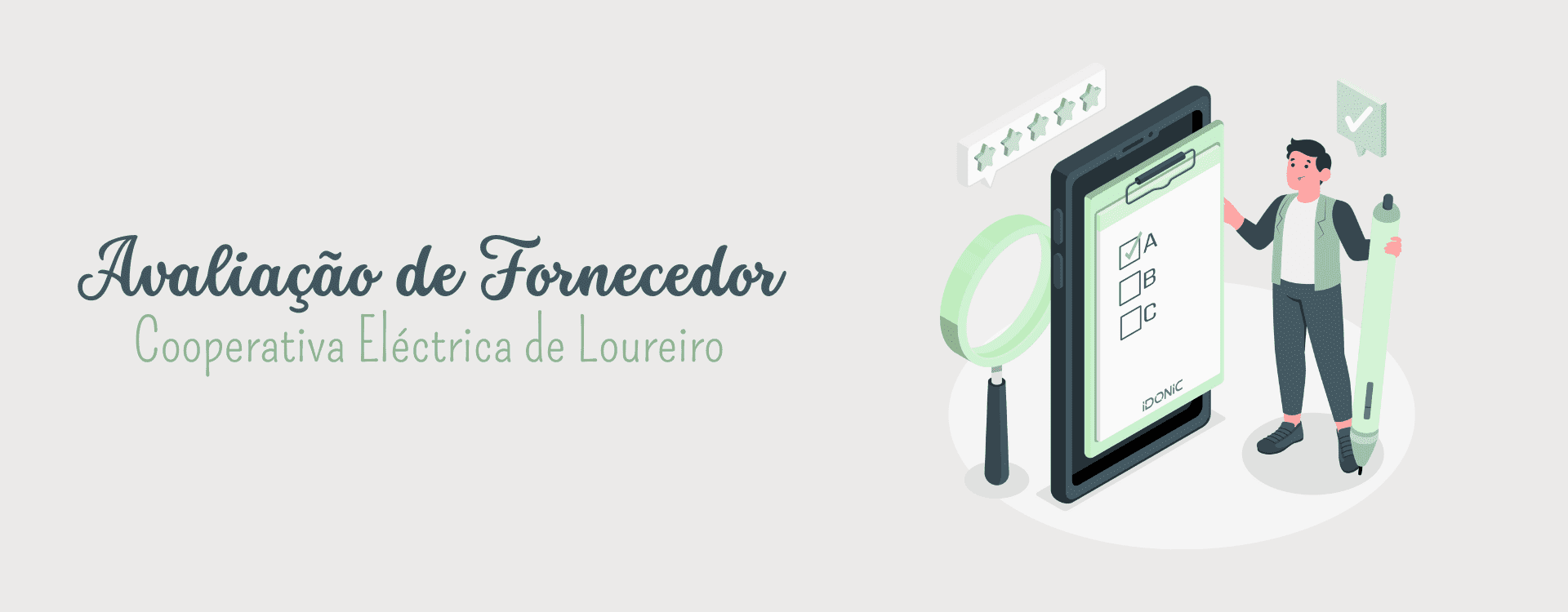 imagem ilustrativa com a frase "avaliação de fornecedores cooperativa eléctrica de loureiro"