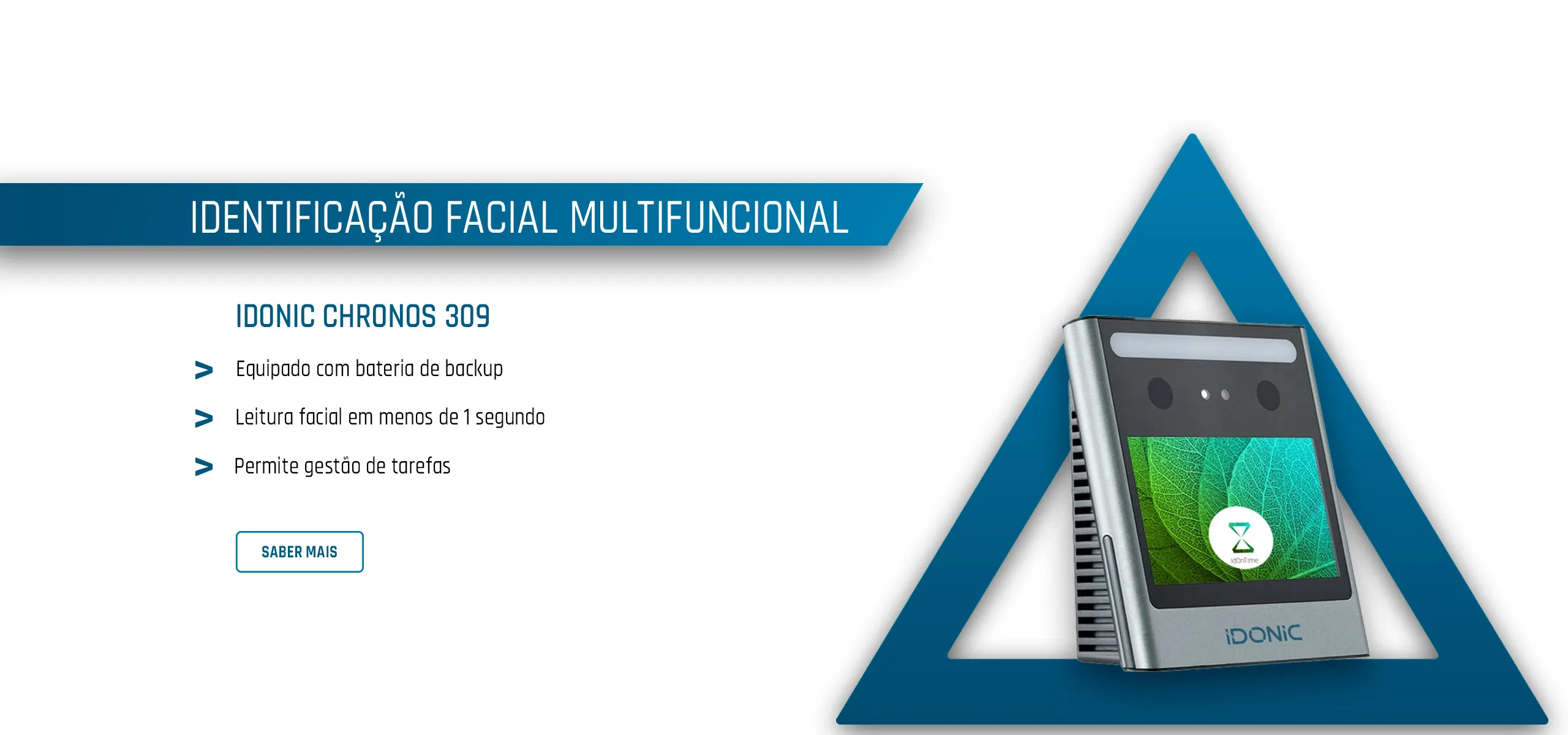 imagem do relógio de ponto IDONIC CHRONOS 309 com pequenos destaques