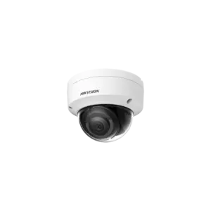 Câmara Hikvision Mini Dome IP DS-2CD2143G2-I com suporte branco e lente redonda preta