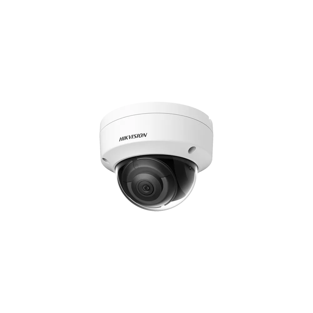 Câmara Hikvision Mini Dome IP DS-2CD2143G2-I com suporte branco e lente redonda preta